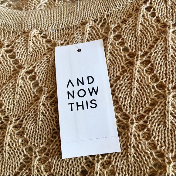 Macy’s - AND NOW THIS - Cropped Short Sleeve Crochet Knit Sweater (S) NWT - Picture 6 of 9